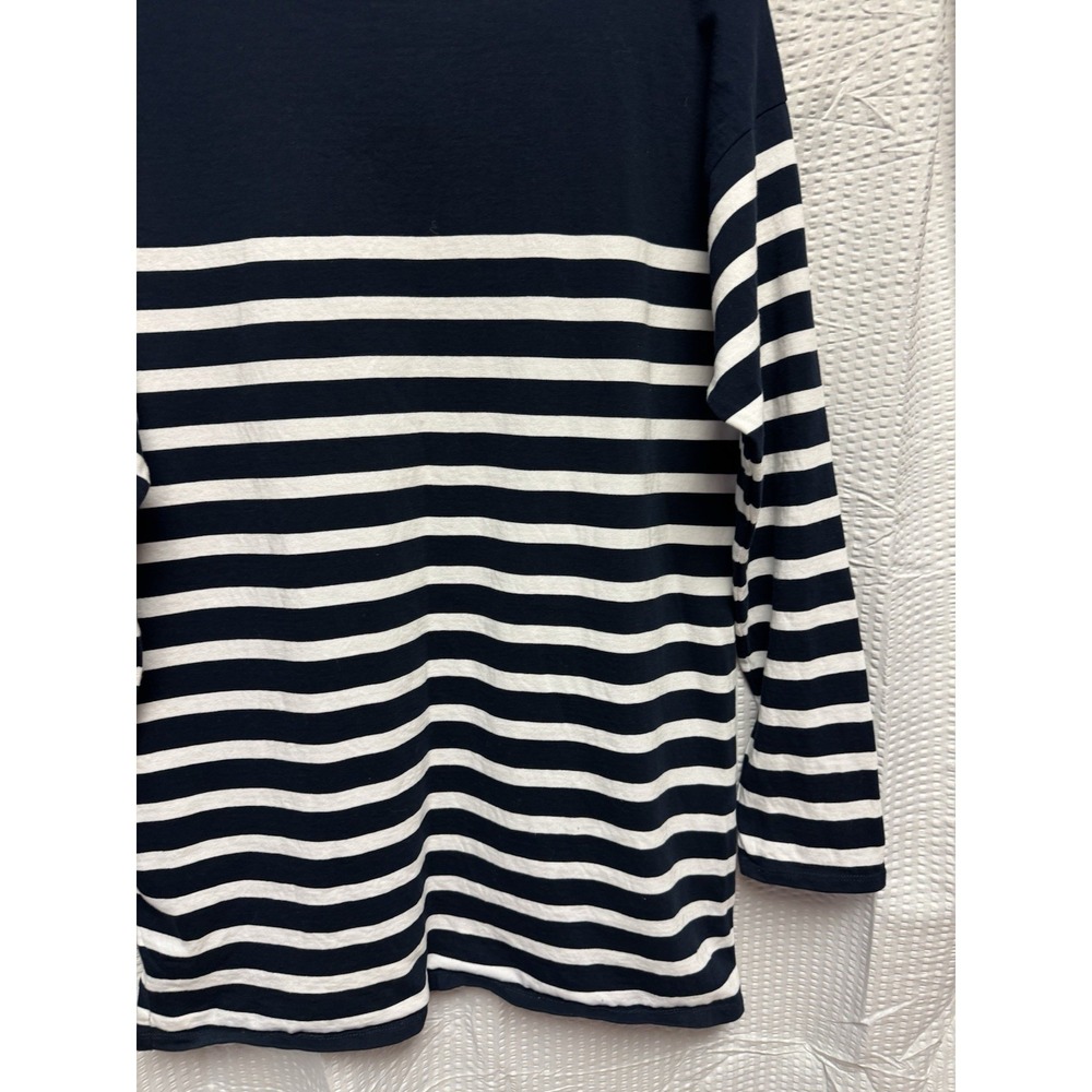 J. Crew‎ Blue White Striped Boat Neck Cotton Tunic Top Size Med Style AE778 - Picture 9 of 9